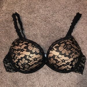 Aerie Black and Nude lace push-up bra - 32C